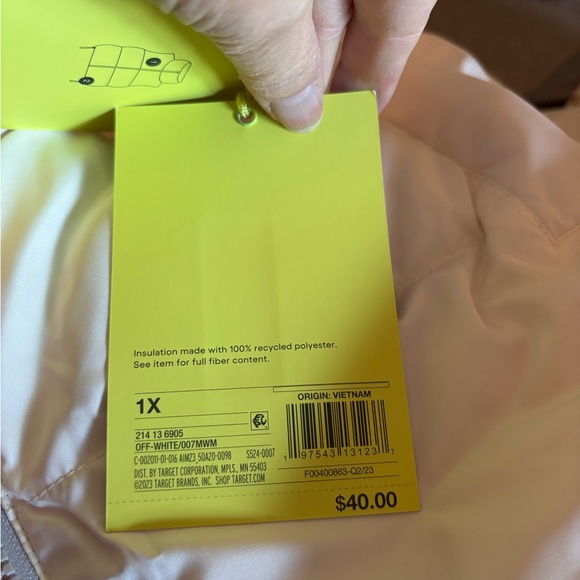 NWT All In Motion Puffer Vest Women's Plus Size 1X Reversible White Light Blue - Picture 8 of 8